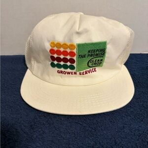 Vtg Snap-Back Mesh Trucker Hat Cap CLEAN CROP GROWER SERVICE K-Products USA Farm